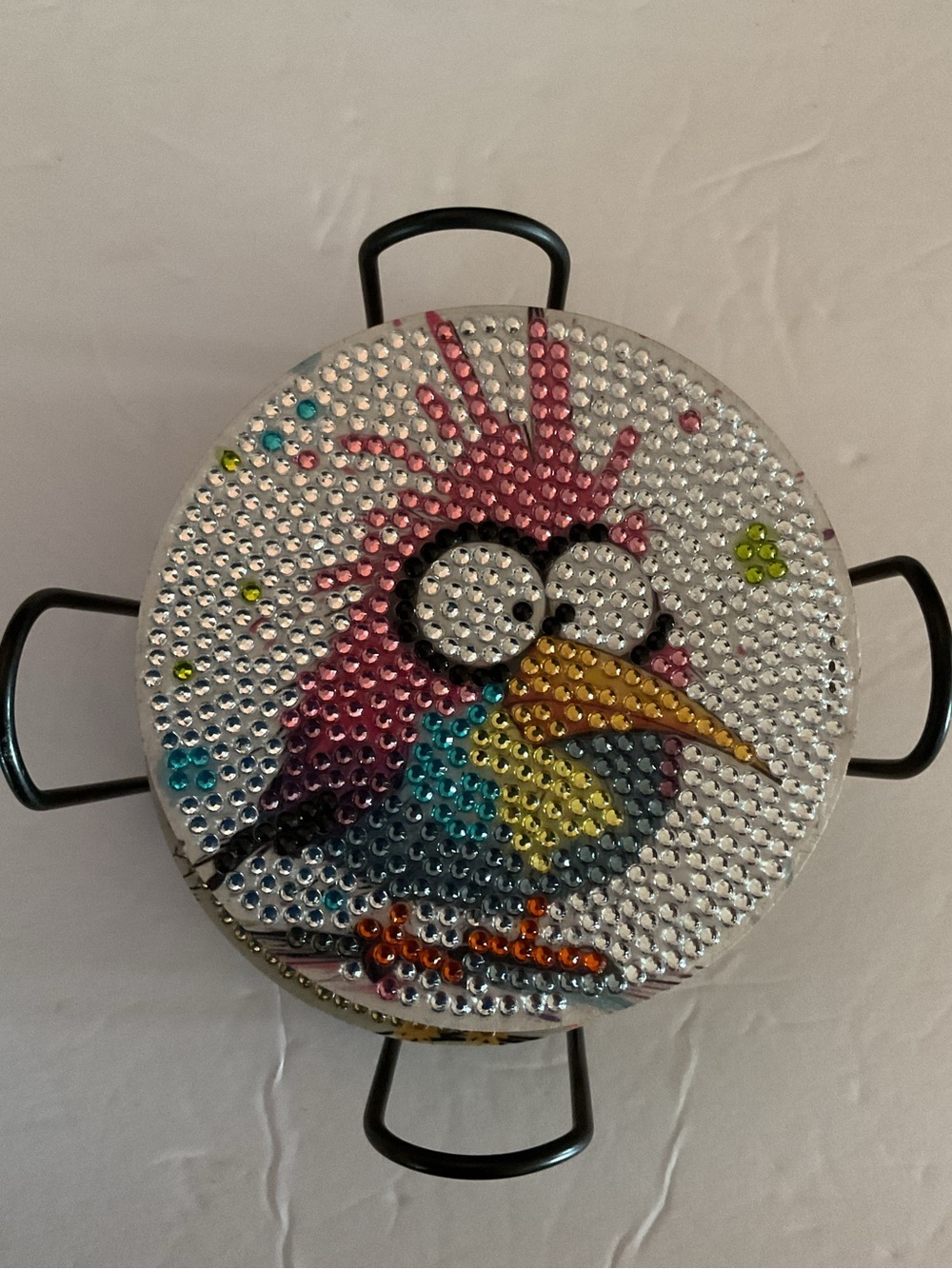 Set of 8 w/ holder. Multicolor Sparkly Bird coasters.